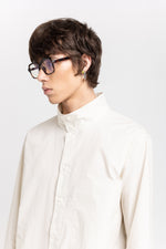 Bone crispy poplin & stripe long shirt