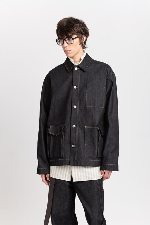 Black denim cotton stretch jacket