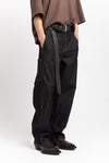 Dark brown long leather belt