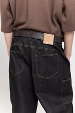 Dark brown long leather belt