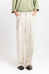 Ivory & grey striped bistretch wide-leg jersey pants