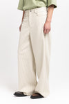 Ivory & grey striped bistretch wide-leg jersey pants