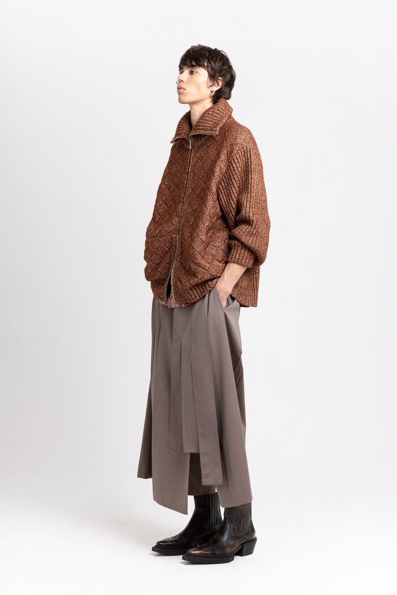 Toffee brown merino blend unisex chunky cardigan