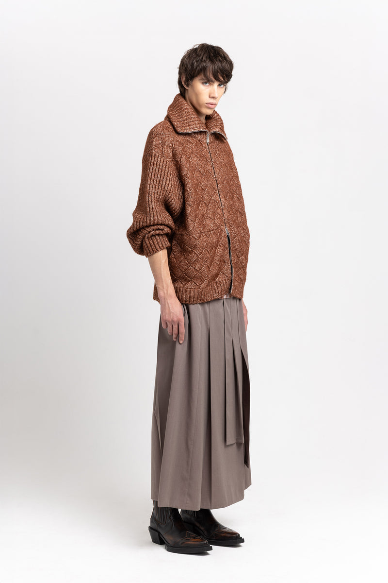 Toffee brown merino blend unisex chunky cardigan