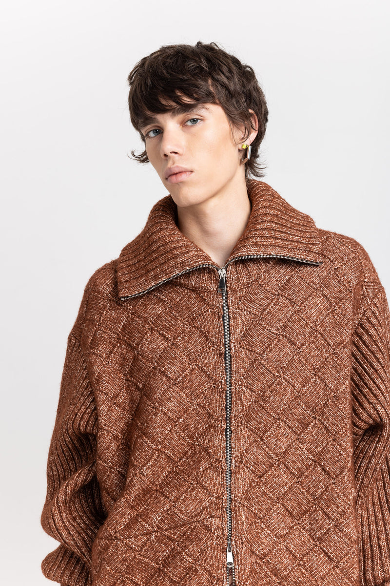 Toffee brown merino blend unisex chunky cardigan