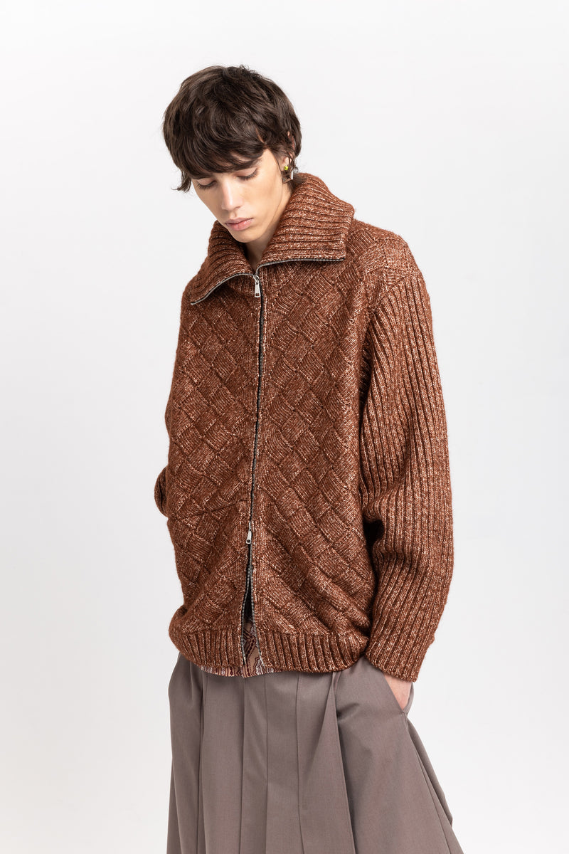 Toffee brown merino blend unisex chunky cardigan