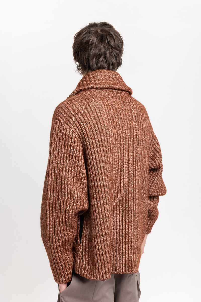 Toffee brown merino blend unisex chunky cardigan