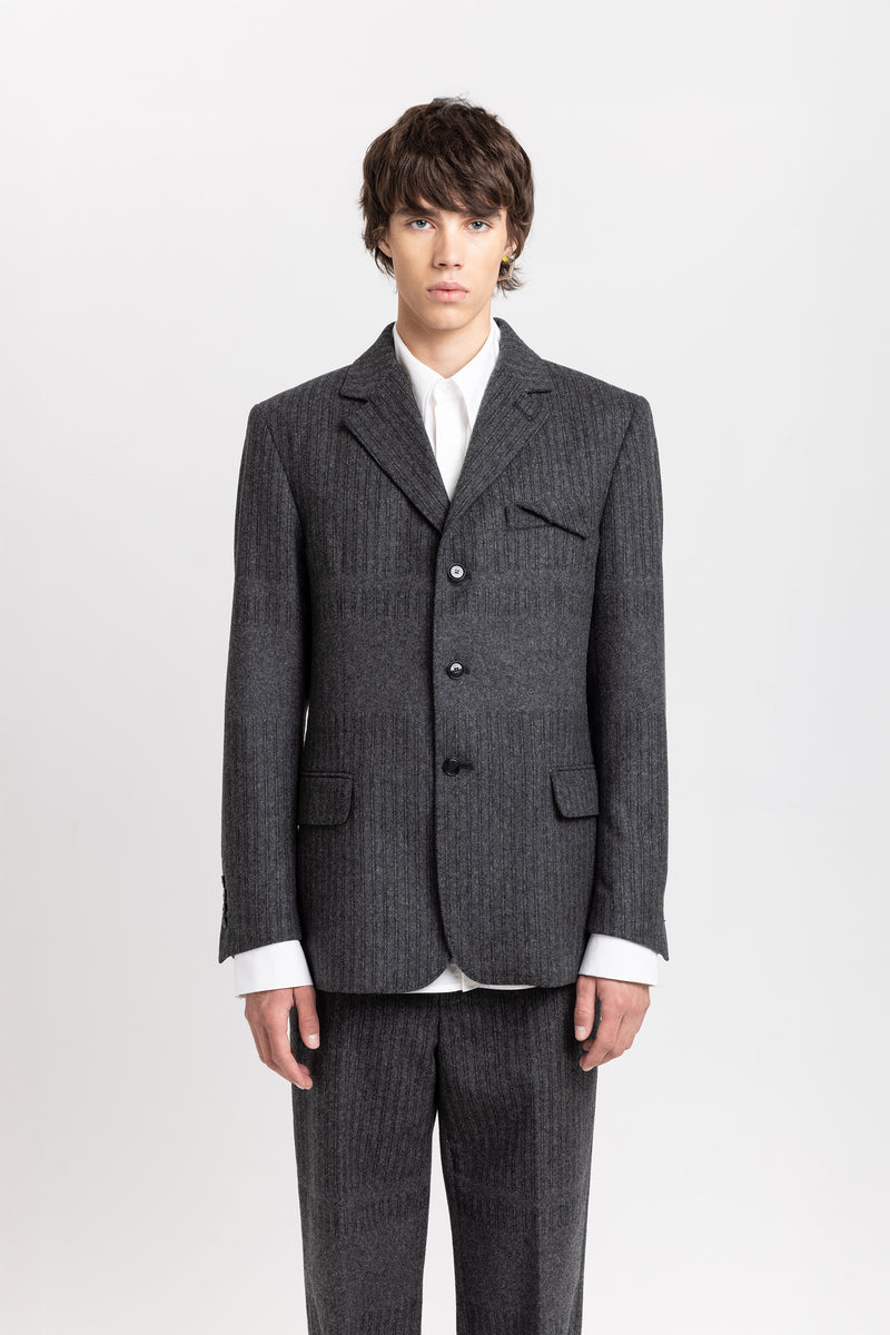 Grey & green striped flannel tailored jacket