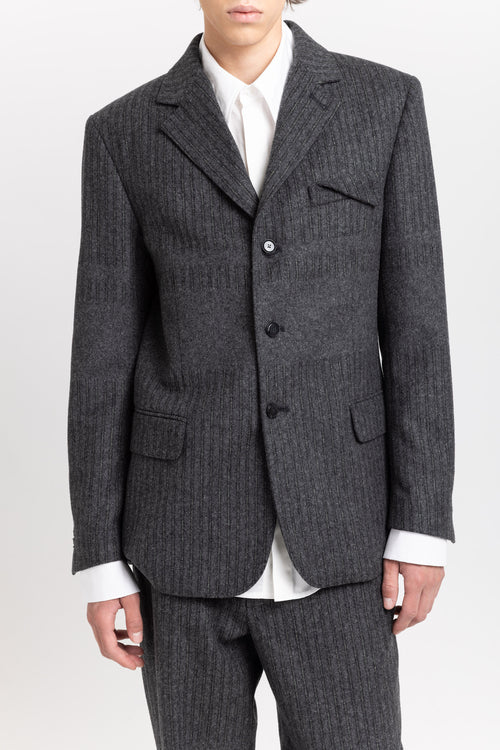 Grey & green striped flannel tailored jacket