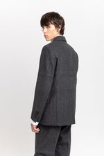 Grey & green striped flannel tailored jacket