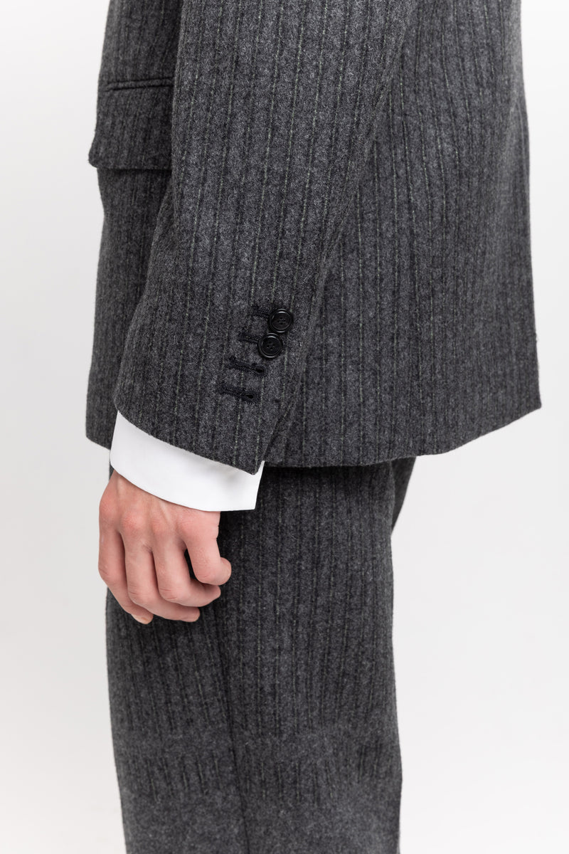 Grey & green striped flannel tailored jacket