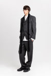 Grey & green striped flannel tailored pants