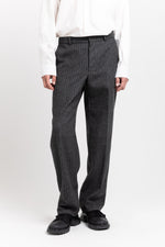 Grey & green striped flannel tailored pants