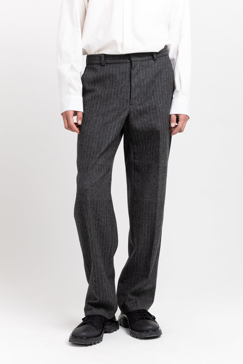 Grey & green striped flannel tailored pants