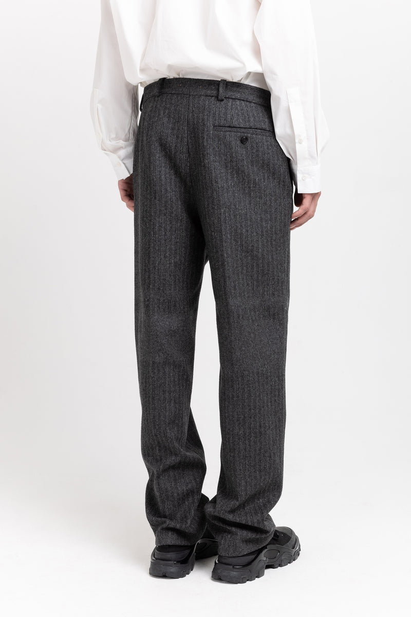 Grey & green striped flannel tailored pants