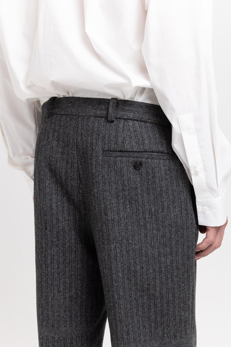 Grey & green striped flannel tailored pants