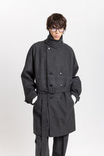 Grey & green striped flannel short coat