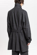 Grey & green striped flannel short coat