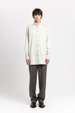 Pale sage sateen cotton poplin long shirt