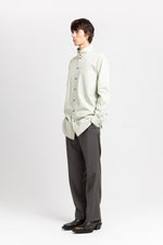 Pale sage sateen cotton poplin long shirt