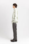Pale sage sateen cotton poplin long shirt