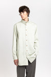 Pale sage sateen cotton poplin long shirt