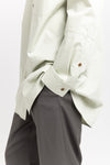 Pale sage sateen cotton poplin long shirt