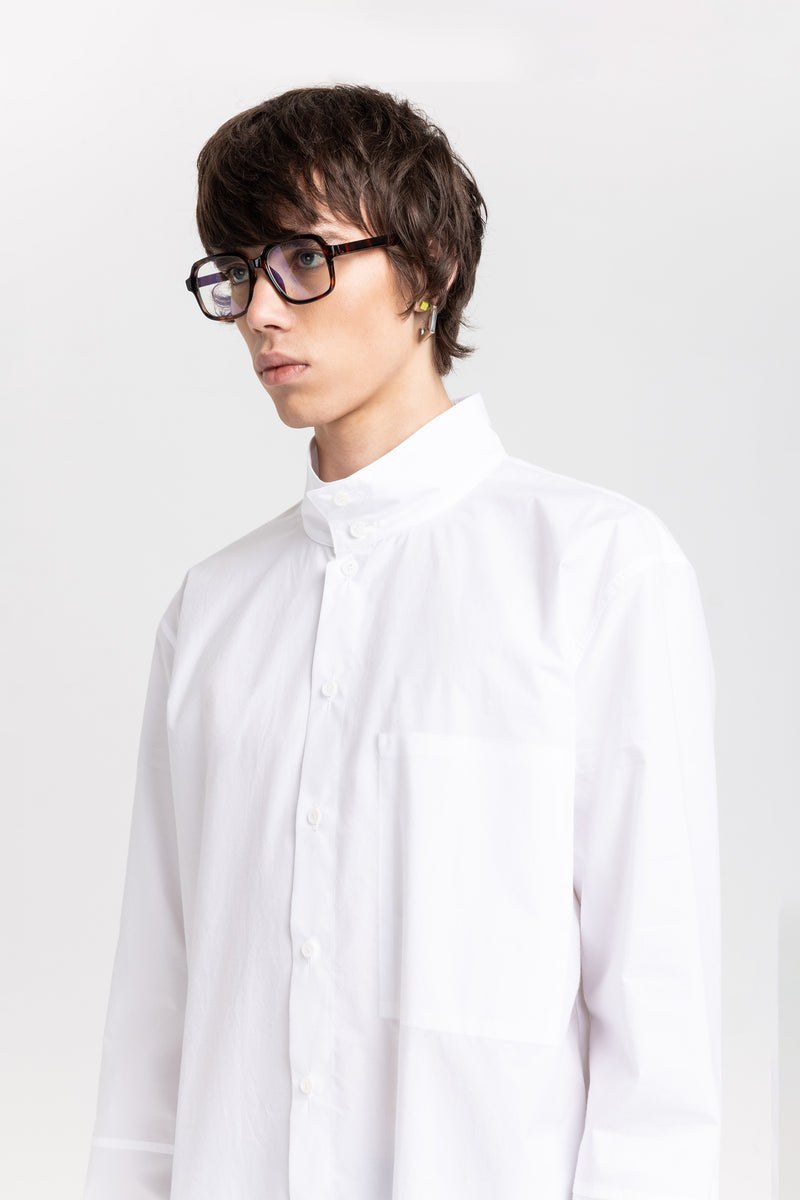 White luxury poplin long shirt