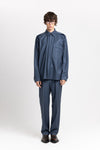 Spruce blue pinstripe soft wool relaxed shirt