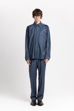 Spruce blue pinstripe soft wool relaxed shirt