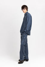 Spruce blue pinstripe soft wool relaxed shirt
