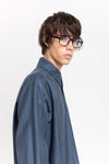 Spruce blue pinstripe soft wool relaxed shirt