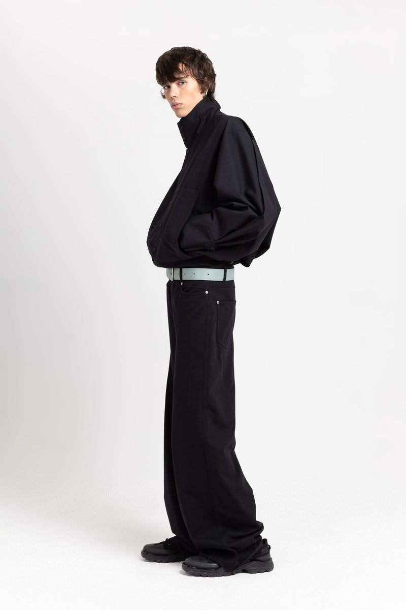 Black mackintosh wool unisex urban jacket