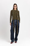 Green mix long sleeve top