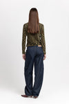 Indigo blue soft touch denim bow leg jeans