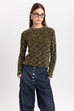 Green mix long sleeve top