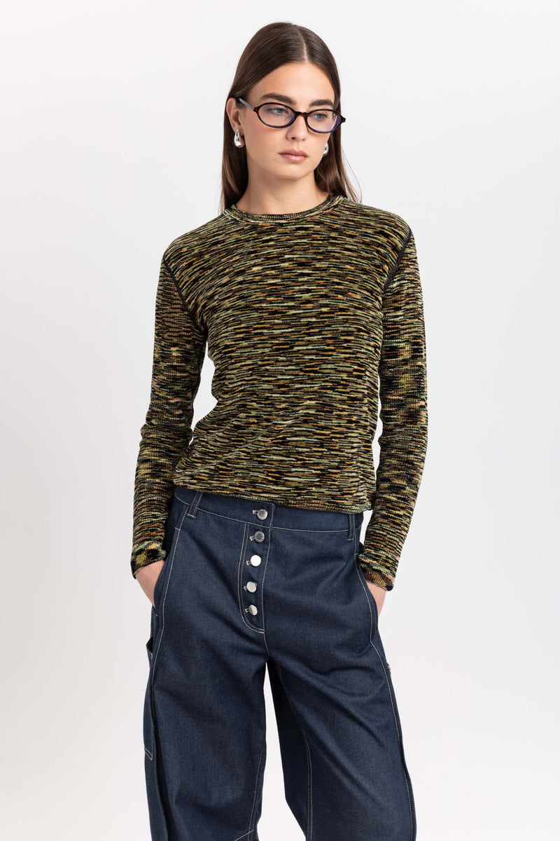 Green mix long sleeve top