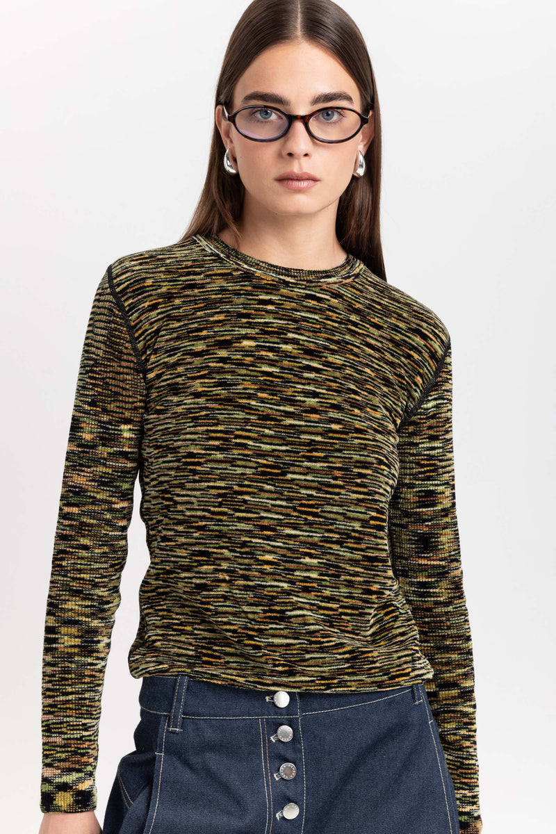 Green mix long sleeve top