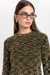 Green mix long sleeve top
