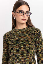 Green mix long sleeve top