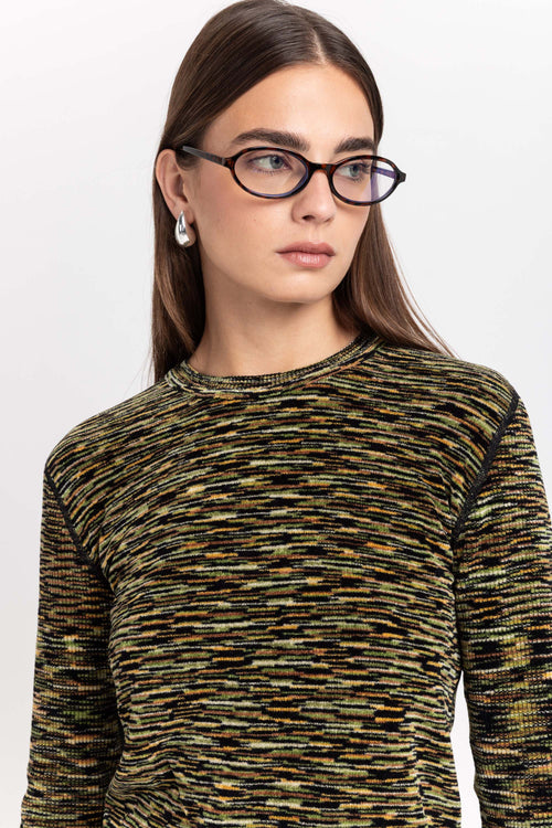 Green mix long sleeve top