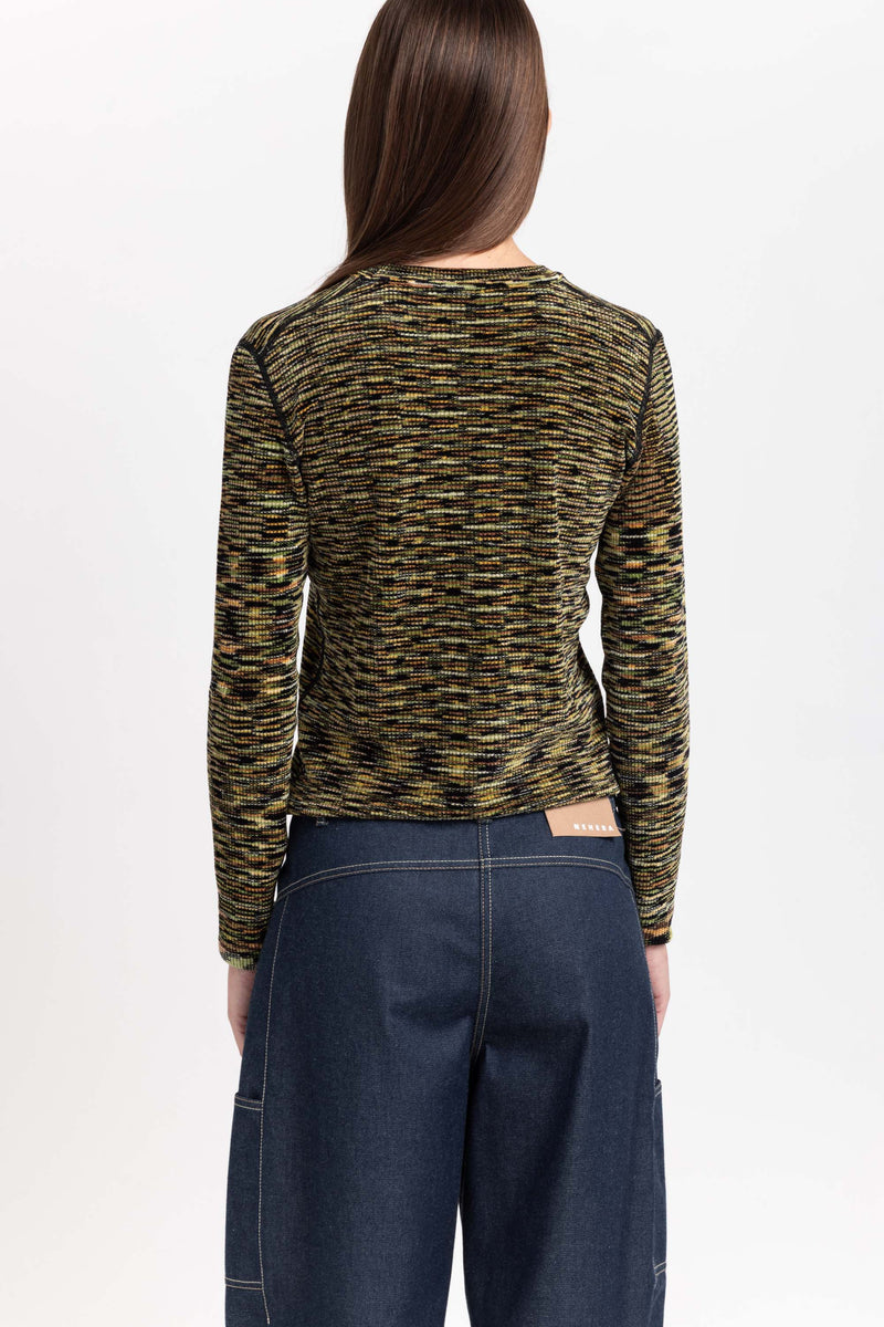 Green mix long sleeve top