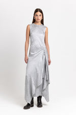 Silver waffle texture sleeveless dress