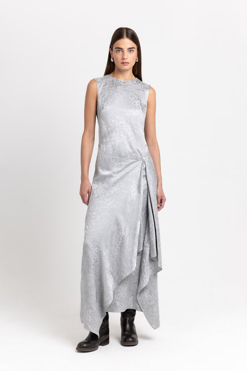 Silver waffle texture sleeveless dress