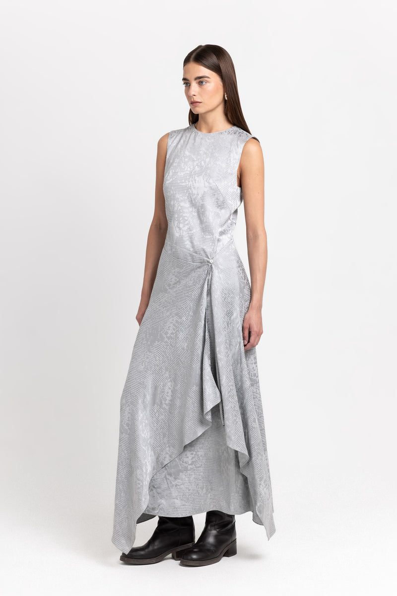 Silver waffle texture sleeveless dress