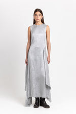 Silver waffle texture sleeveless dress