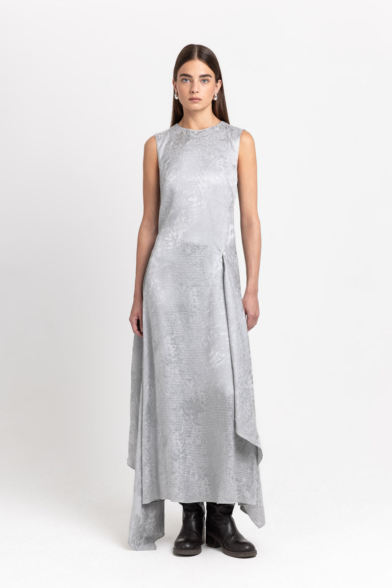 Silver waffle texture sleeveless dress