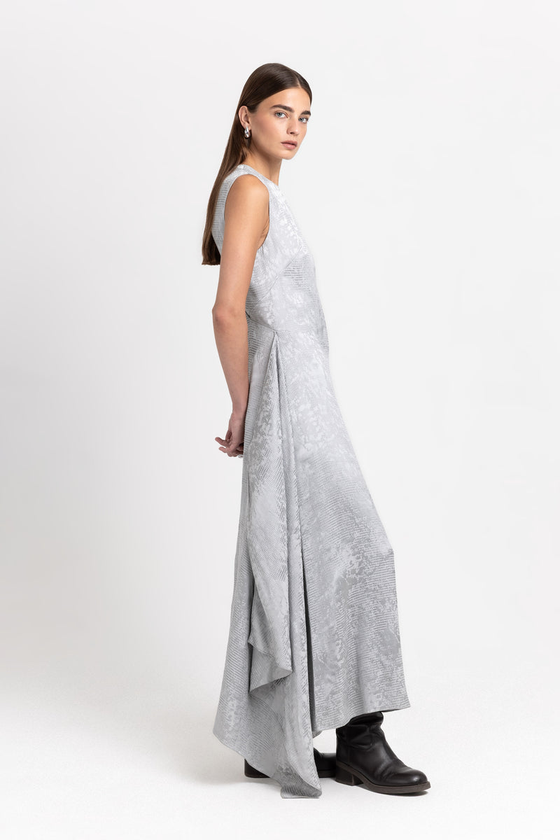 Silver waffle texture sleeveless dress