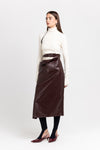 Light beige short leather belt