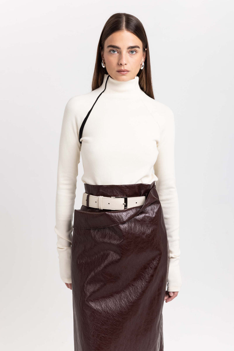 Natural soft cotton rib rollneck